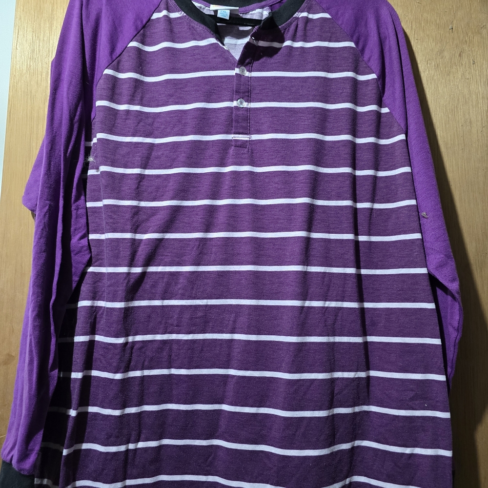 LuLaRoe Purple Striped Long Sleeve Henley